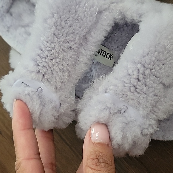 Birkenstock| Arizona Big Buckle Purple Shearling Fuzzy/Fur Sandals Size38 - Picture 4 of 10